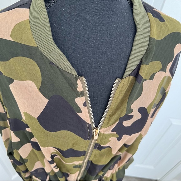 Camouflage Sheer Gold Zippered Drawstring Waist Coverup  Size 2X - Picture 3 of 10